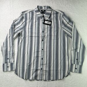 PAIGE COOPER STRIPED BUTTON FRONT SHIRT IN Cloudy Morning NWT MEN'S SIZE Small
